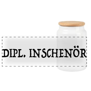 Dipl. Inschenör Wortwitz Humorvoll - Panorama Keksdose mit Holzdeckel - Weiß - Vorne