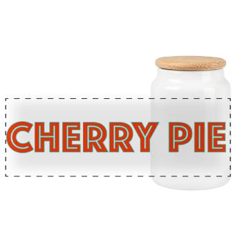 Cherry pie neon font - Panoramic Cookie Jar with Wooden Lid - white - Front