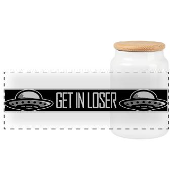 Ufo Alien Get In Loser Lustig Ufo Entführung Zitat - Panorama Keksdose mit Holzdeckel - Weiß - Vorne