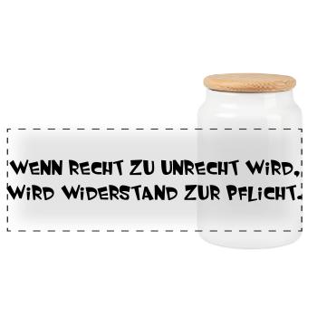 wenn Recht zu Unrecht wird - Panorama Keksdose mit Holzdeckel - Weiß - Vorne