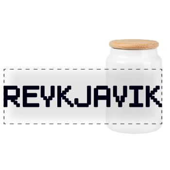 REYKJAVIK Iceland Island - Panoramic Cookie Jar with Wooden Lid - white - Front