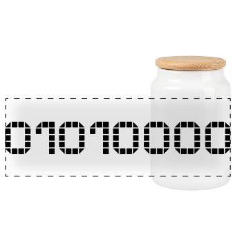 Binary notation - 80 - Panoramic Cookie Jar with Wooden Lid - white - Front