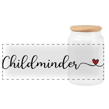 Tagesmutter - Childminder - Panorama Keksdose mit Holzdeckel - Weiß - Vorne