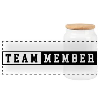 Team Member - Panoramic Cookie Jar with Wooden Lid - white - Front