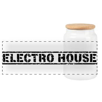 Electro House - Panoramic Cookie Jar with Wooden Lid - white - Front