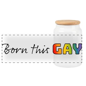 Regenbogen born this gay - Panorama Keksdose mit Holzdeckel - Weiß - Vorne