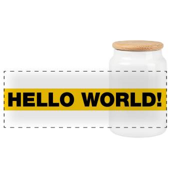 Hello World! - Panoramic Cookie Jar with Wooden Lid - white - Front