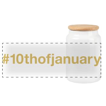 geboren am 10. Januar Geburtstag birthday - Panorama Keksdose mit Holzdeckel - Weiß - Vorne