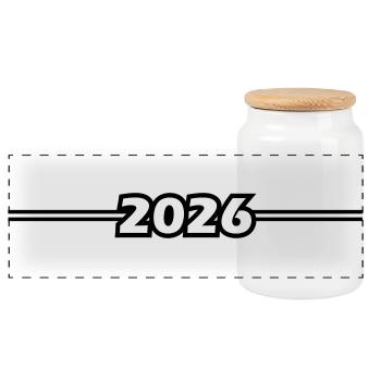 2026 Stroke Element - Panoramic Cookie Jar with Wooden Lid - white - Front