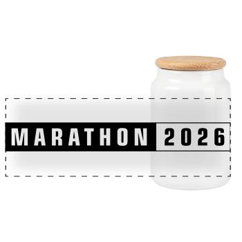 Marathon 2026 - Boîte à biscuits avec couvercle en bois - blanc - Devant