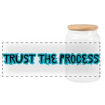 TRUST THE PROCESS design  - Panorama Keksdose mit Holzdeckel - Weiß - Vorne