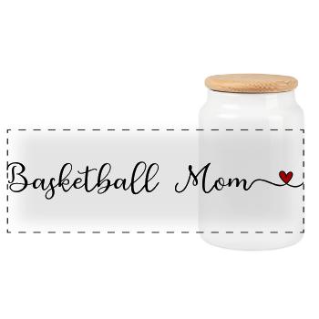 Basketball Mom - Panoramic Cookie Jar with Wooden Lid - white - Front