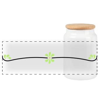 Blumenranke - Panoramic Cookie Jar with Wooden Lid - white - Front
