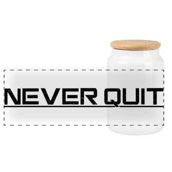 Never Quit Endurance Motif - Panoramic Cookie Jar with Wooden Lid - white - Front
