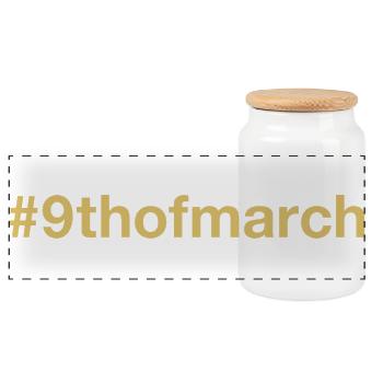 born on March 9 Birthday birthday - Panoramic Cookie Jar with Wooden Lid - white - Front