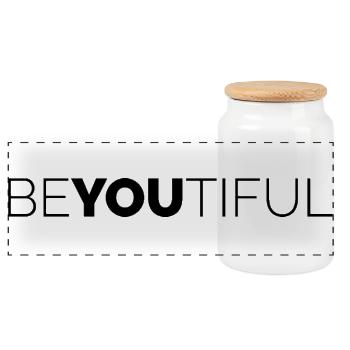 Dictons sympas beyoutiful motivation typographie - Boîte à biscuits avec couvercle en bois - blanc - Devant