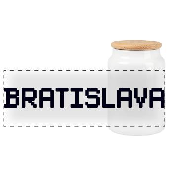 BRATISLAVA Slovakia Slowakei - Panorama Keksdose mit Holzdeckel - Weiß - Vorne