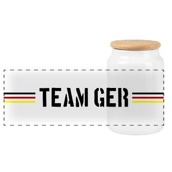 Germany Team Germany Flag - Panoramic Cookie Jar with Wooden Lid - white - Front