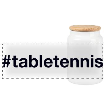 Table Tennis Tischtennis Hashtag - Panoramic Cookie Jar with Wooden Lid - white - Front