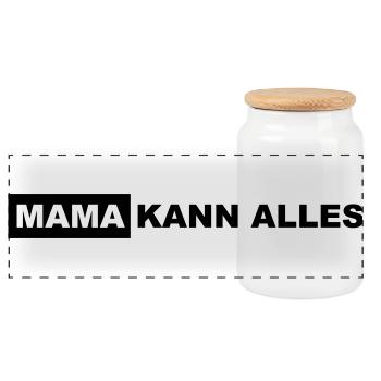 Mama kann alles Schriftzug - Panorama Keksdose mit Holzdeckel - Weiß - Vorne
