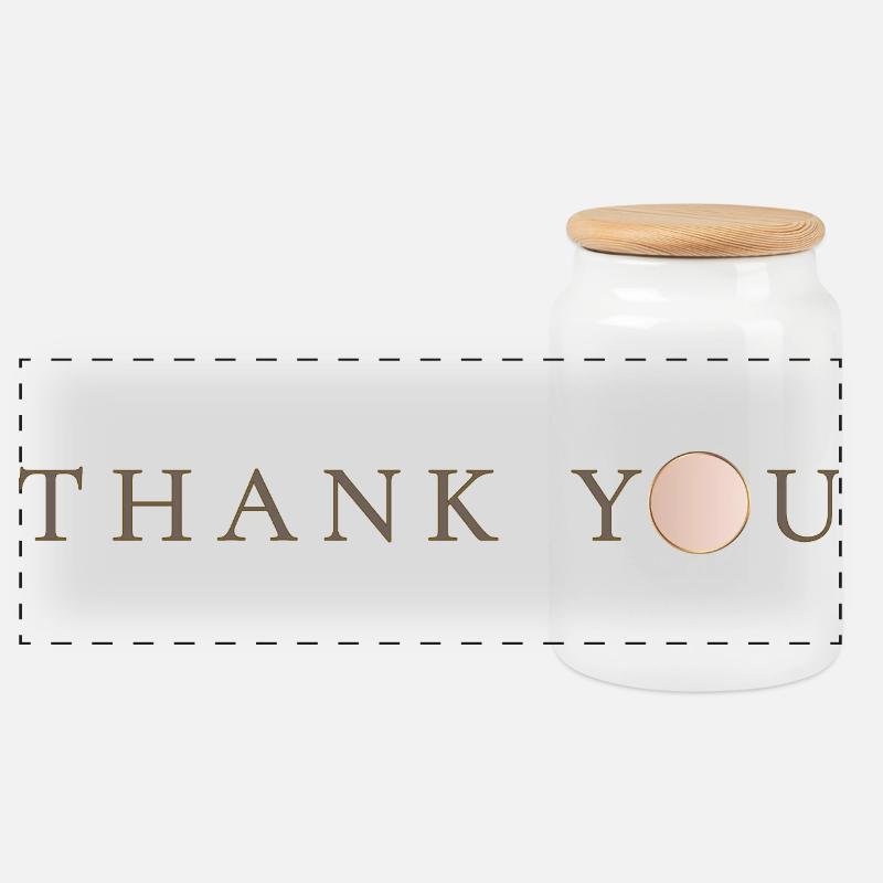 Botschaft JUST THANK YOU als dankbarkeit - Panorama Keksdose mit Holzdeckel - Weiß