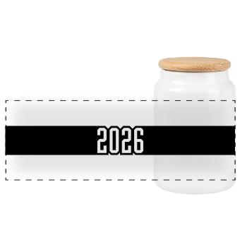 2026 Line Year - Panoramic Cookie Jar with Wooden Lid - white - Front