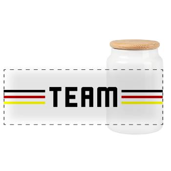 Team Deutschland - Panorama Keksdose mit Holzdeckel - Weiß - Vorne