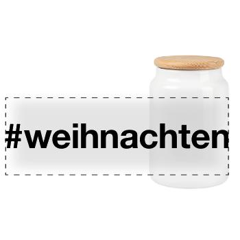 WEIHNACHTEN Hashtag christmas - Panorama Keksdose mit Holzdeckel - Weiß - Vorne