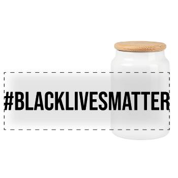 Hashtag Black Lives Matter - Panoramic Cookie Jar with Wooden Lid - white - Front