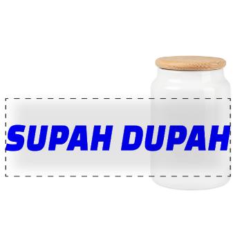 Supah Dupah Bold Design typographique - Boîte à biscuits avec couvercle en bois - blanc - Devant