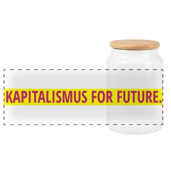 Kapitalismus for future. - Panorama Keksdose mit Holzdeckel - Weiß - Vorne