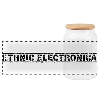 Ethnic Electronica - Panoramic Cookie Jar with Wooden Lid - white - Front