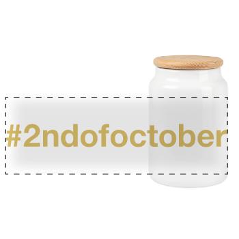 né le 2 octobre Anniversaire anniversaire - Boîte à biscuits avec couvercle en bois - blanc - Devant