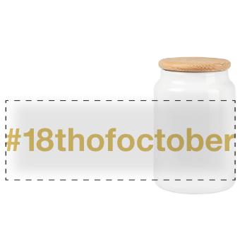 geboren am 18. Oktober Geburtstag birthday - Panorama Keksdose mit Holzdeckel - Weiß - Vorne