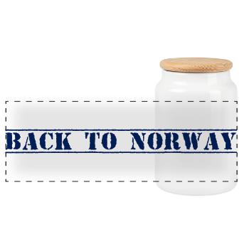 Norway Norwegen - Panoramic Cookie Jar with Wooden Lid - white - Front