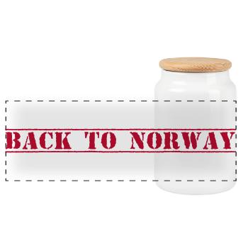 Norway Norwegen - Panoramic Cookie Jar with Wooden Lid - white - Front