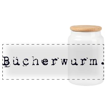 Bücherwurm rat de bibliothèque - Boîte à biscuits avec couvercle en bois - blanc - Devant