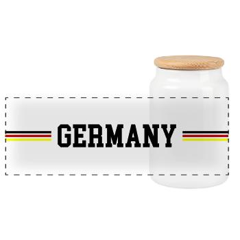 Germany Fahne - Panorama Keksdose mit Holzdeckel - Weiß - Vorne