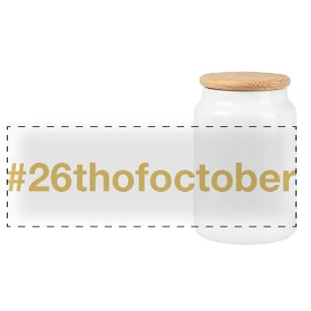 geboren am 26. Oktober Geburtstag birthday - Panorama Keksdose mit Holzdeckel - Weiß - Vorne