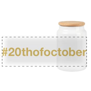 born on October 20 Birthday birthday - Panoramic Cookie Jar with Wooden Lid - white - Front