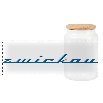 ZWICKAU - Panoramic Cookie Jar with Wooden Lid - white - Front