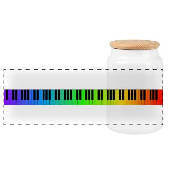 Clavier arc-en-ciel - Boîte à biscuits avec couvercle en bois - blanc - Devant