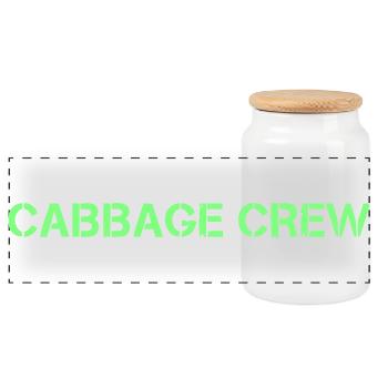 Cabbage Crew Lettrage Vegan - Boîte à biscuits avec couvercle en bois - blanc - Devant