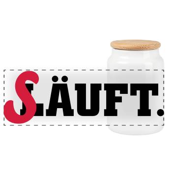 läuft säuft - Panorama Keksdose mit Holzdeckel - Weiß - Vorne