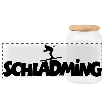 Schladming Ski (M) - Panorama Keksdose mit Holzdeckel - Weiß - Vorne