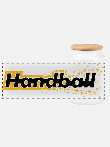 Handball - Panorama Keksdose mit Holzdeckel - Weiß