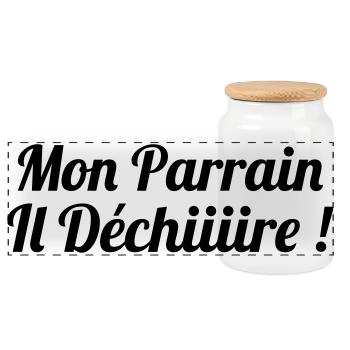 Mon Parrain il déchiiire ! - Boîte à biscuits avec couvercle en bois - blanc - Devant