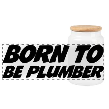 Born to be Plumber - Boîte à biscuits avec couvercle en bois - blanc - Devant