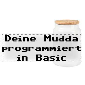 Deine Mudda programmiert in Basic - Panorama Keksdose mit Holzdeckel - Weiß - Vorne