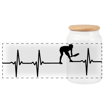 Tennis ECG - Panoramic Cookie Jar with Wooden Lid - white - Front